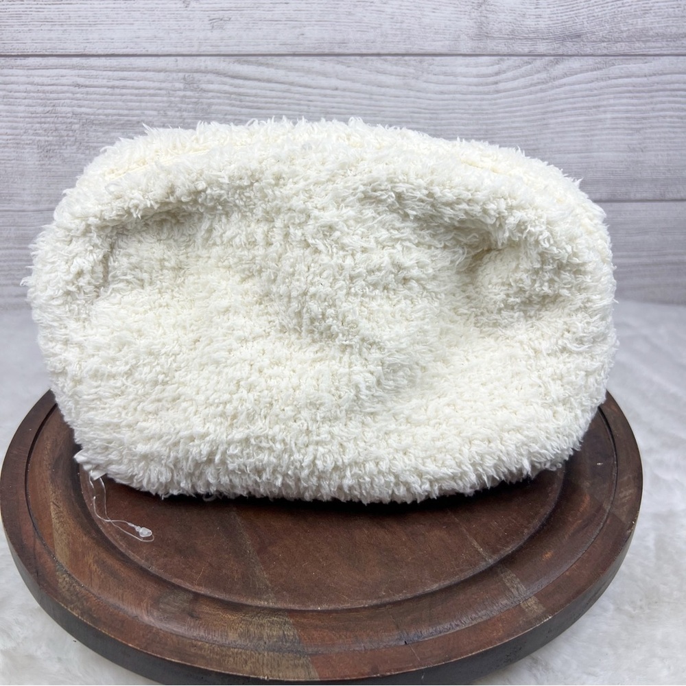 Barefoot Dreams Cozy Chic White Cream Plush Soft Makeup Bag Travel Pouch